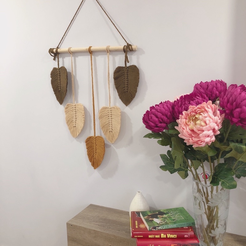 Mành treo tường lá macrame trang trí decor phòng