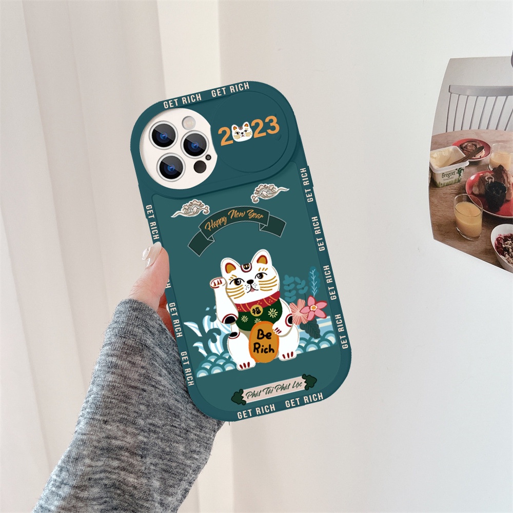 Ốp điện thoại iphone nắp trượt tròn mèo thần tài for.tune 6/6splus/7/7plus/8/8plus/x/xs/11/12/13/14/pro/max/plus/promax