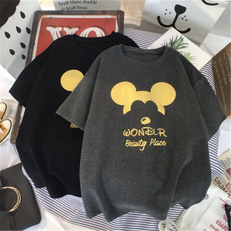 Áo thun SUXI dáng rộng họa tiết hoạt hình dễ thương thời trang mùa thu dành cho nữ