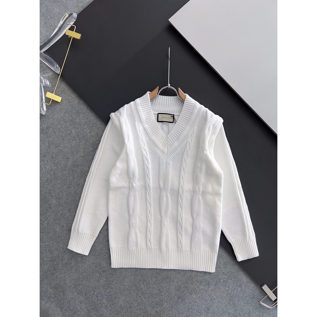 Áo len dài tay cổ chữ V thời trang cao cấp Gucci GG GC phong cách trẻ trung, thanh lịch, tối giản