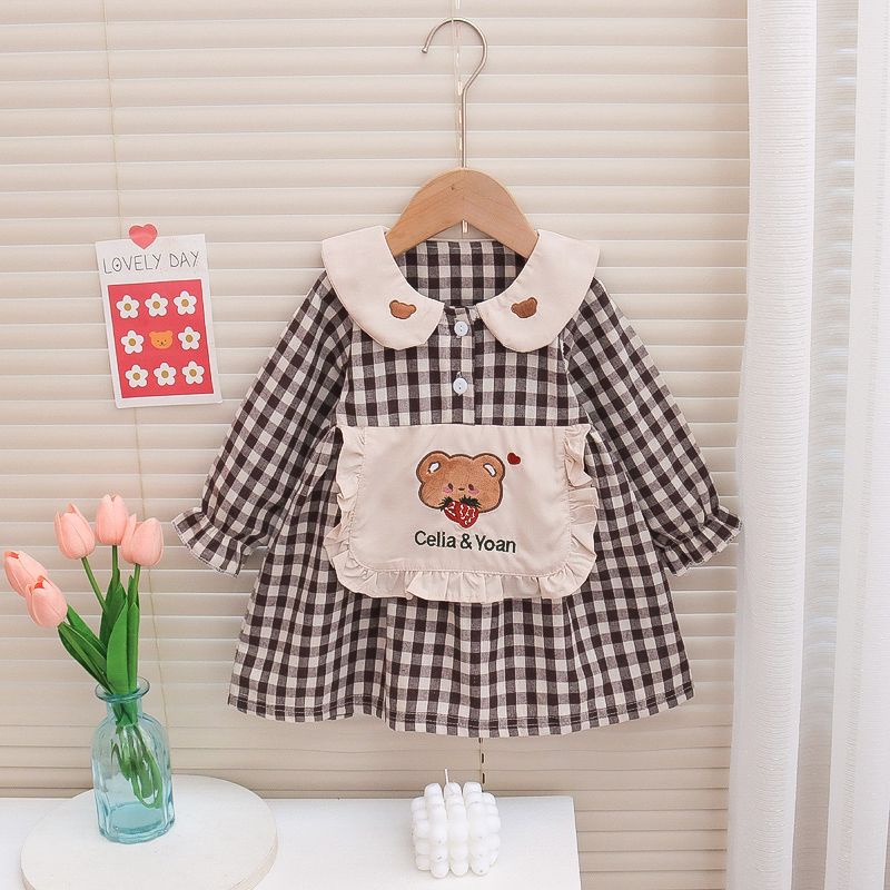 Đầm DàI Tay, In HọA TiếT Chú GấU Dễ Thương Cho Bé GáI (0 -