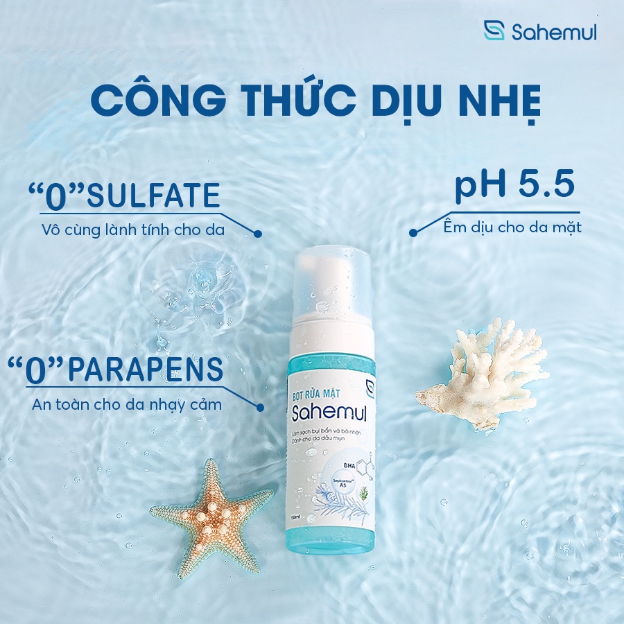 Combo Sạch Mụn gồm Kem Chấm Mụn Trứng Cá, Mờ Thâm Sahemul 20gr & Bọt Rửa Mặt Làm Sạch Sâu Êm Dịu Sahemul 150ml