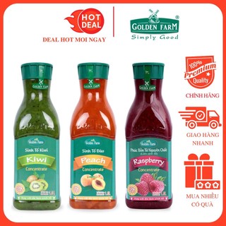 Sinh Tố Golden Farm Đủ Vị Kiwi/Xoài/Chanh/Đào/Dứa/Phúc Bồn Tử Nguyên Chất Chai 1L