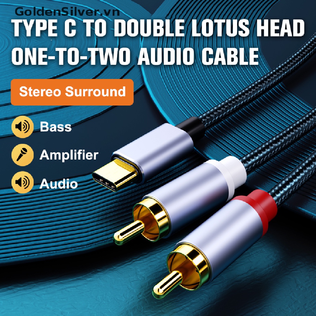Dây Cáp Chuyển Đổi Cổng Type C Sang RCA Aux 2 RCA Dài 1M Chuyên Dụng Cho Loa / Laptop / Điện Thoại