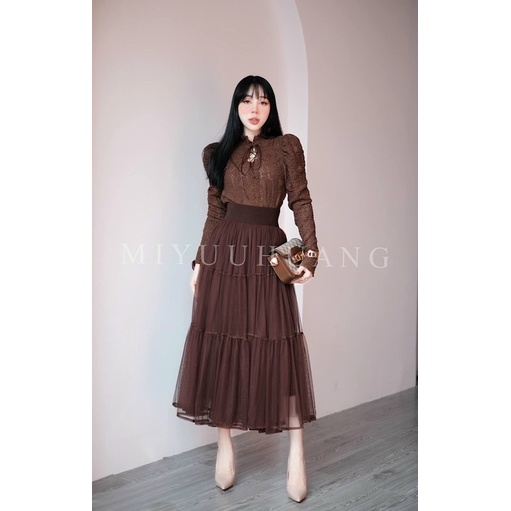 Chân váy voan tầng xoè