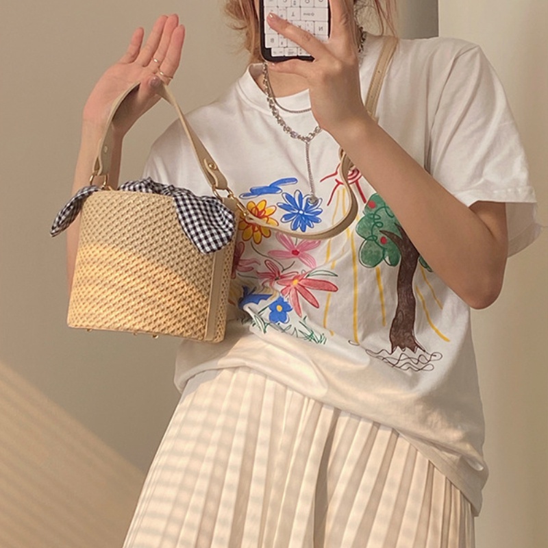 Túi Cói Đeo Chéo Phong Cách Phương Tây Thời Trang Cho Nữ