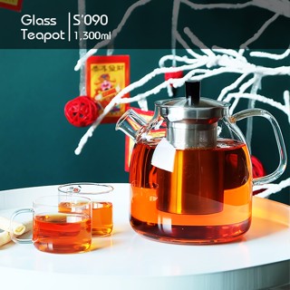 Bình lọc trà thủy tinh lõi lọc inox 1300ml S090 - Quà tặng Ấm trà thủy tinh chịu nhiệt Samahome Shop