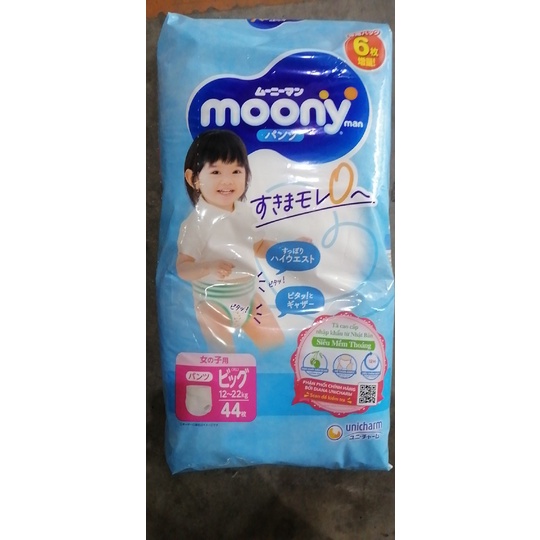 Combo 2 Tã quần Moony cao cấp L44/XL38 Bé Gái (Girl) - Nhập khẩu từ Nhật Bản