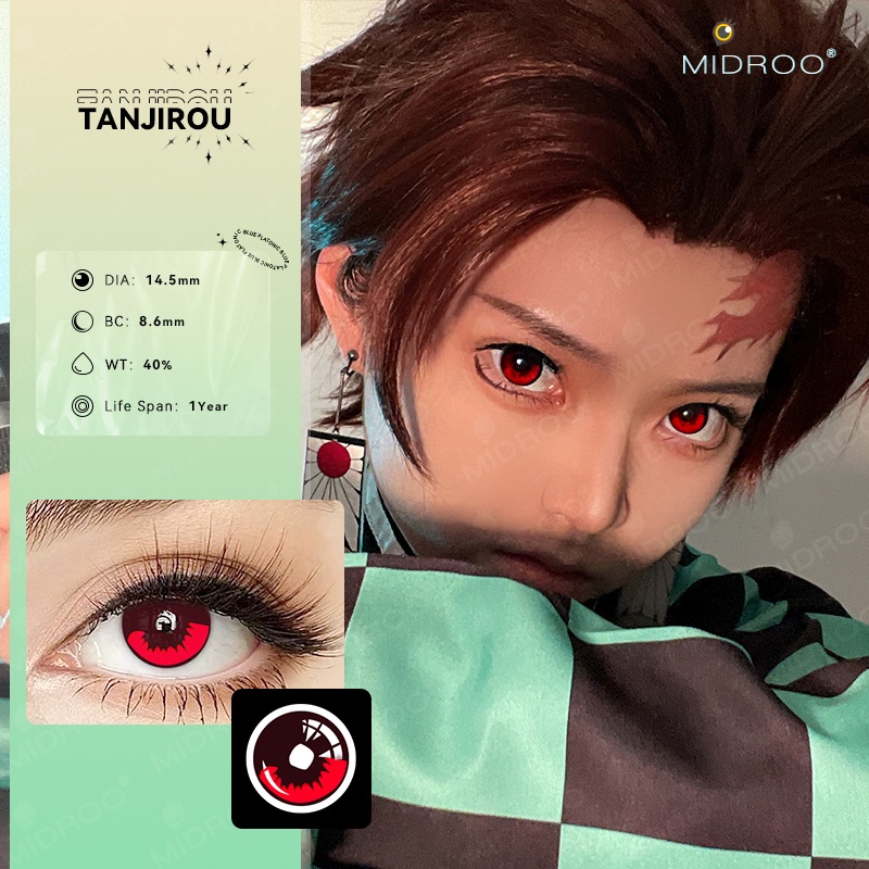 1 Cặp Kính Áp Tròng 0 Độ 14.0 / 14.2 / 14.5mm In Hình Anime Demon Slayer Chất Liệu Mềm Mại Nezuko Tanjirou Zenitsu Cosplay