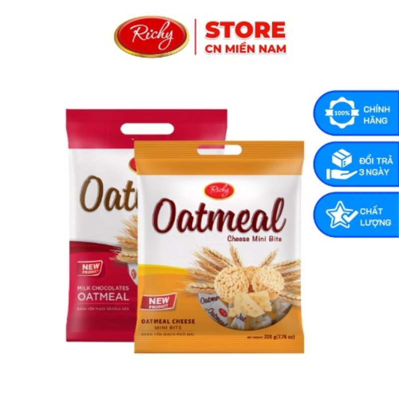 Bánh Yến Mạch Richy, Bánh Kẹo Oatmeal túi 250g vị Sữa và Phô Mai Thơm Ngon Sắm Tết