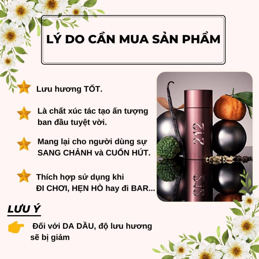 Nước Hoa Nam Thơm Lâu Carolina Herrera 212 Sexy Men 100ml - Mùi hương nam tính mạnh mẽ cuốn hút - nuochoa.1htshop | BigBuy360 - bigbuy360.vn