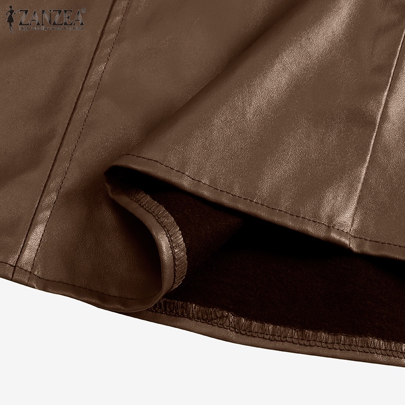 Chân váy xòe ZANZEA eo cao thiết kế ghép nối thời trang Hàn Quốc cho nữ