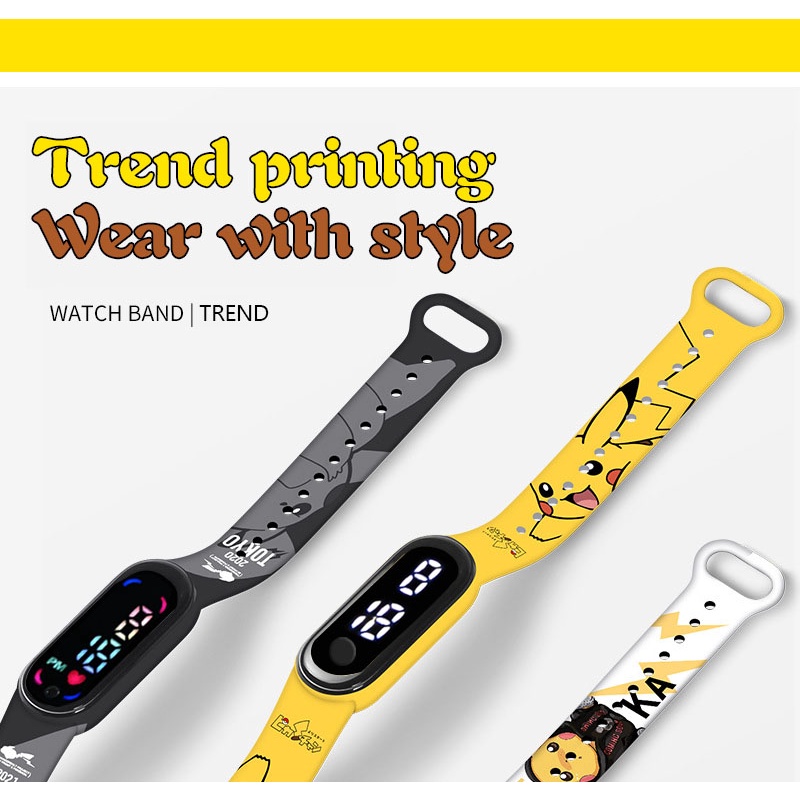 Mới Đồng Hồ Điện Tử Dây Silicon Hình pikachu Cho Bé