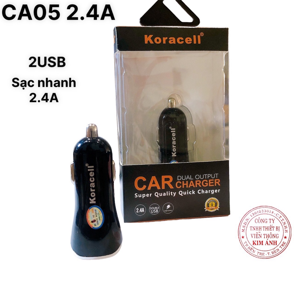 Sạc xe hơi 2 cổng USB Koracell