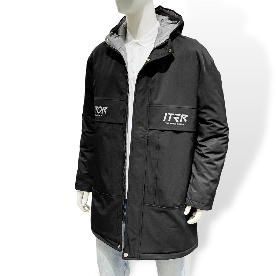 Áo phao nam chính hãng MANLY màu đen, Áo phao parka lông vũ cao cấp ấm áp 902