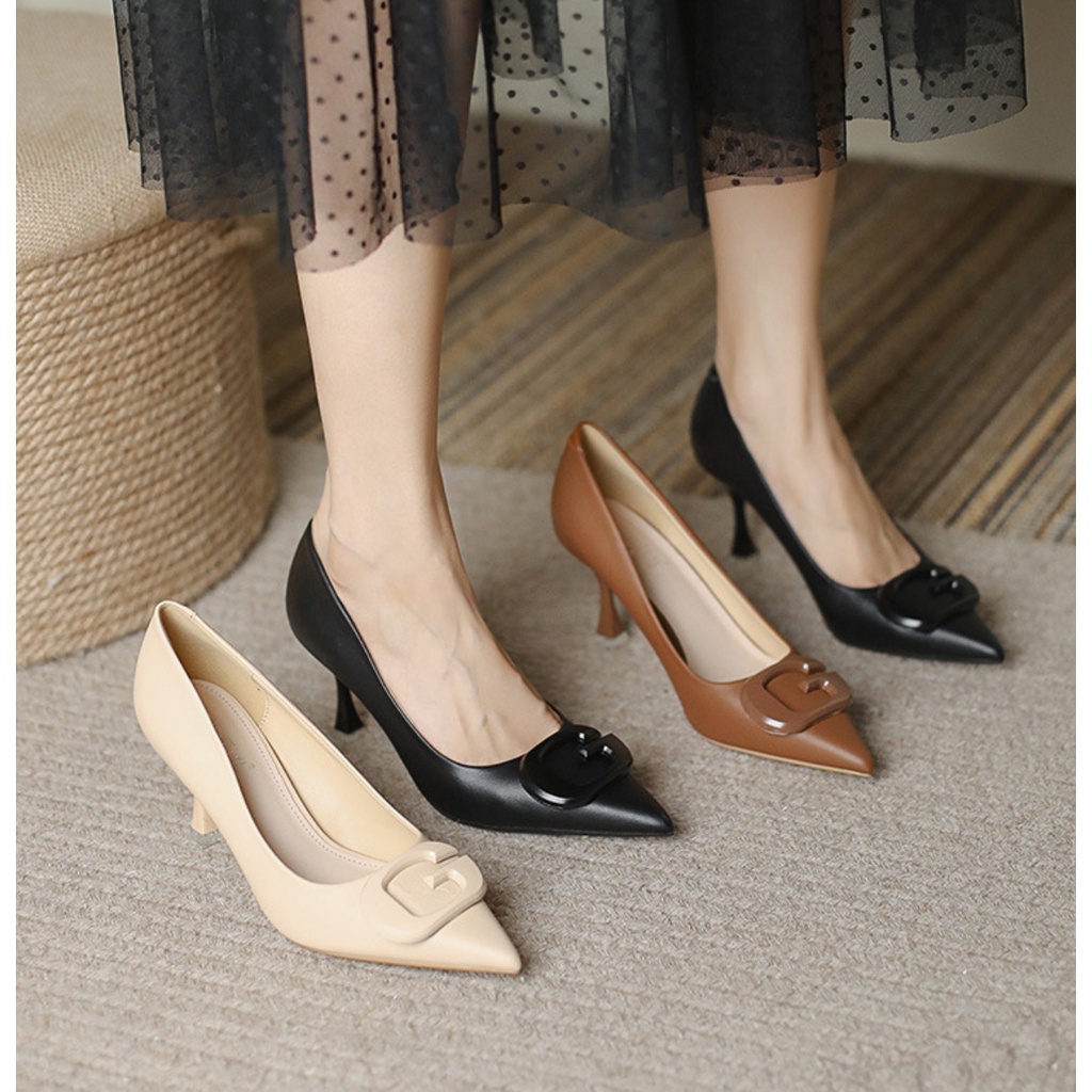 Giày Nữ Cao Cấp , Giày Cao Gót Nữ Mũi Nhọn, Đế Nhọn Cao 6P, Chất Liệu Da Mềm, Kiểu Dáng Trẻ trung, Thoải mái-DA769