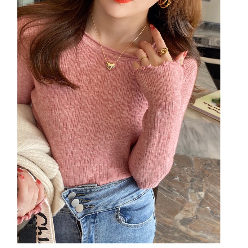 Áo Len Tay Dài Màu Sắc Đơn Giản Thời Trang Dành Cho Nữ