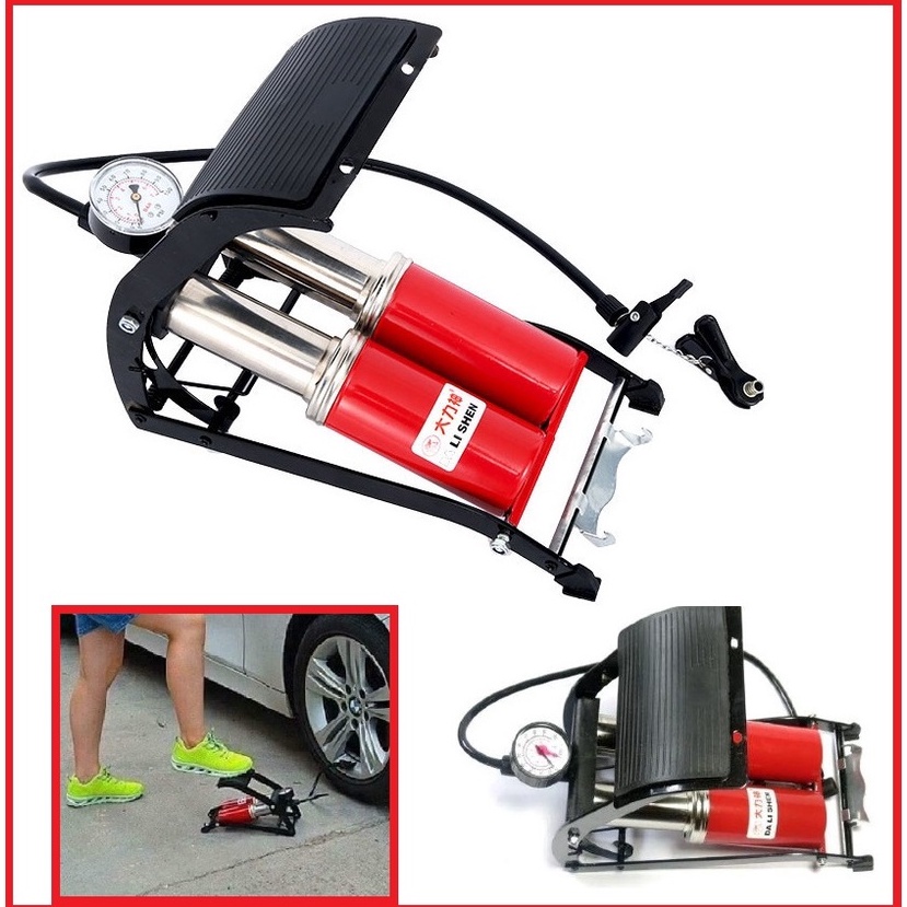 BƠM 2 ỐNG CHO XE MÁY, XE ĐẠP, Ô TÔ, HỒ BƠI DALI SHEN - THIẾT KẾ CHẮC KHOẺ, BỀN BỈ (MÀU ĐỎ)