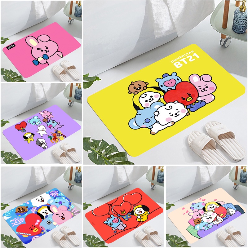 Thảm lót cửa chùi chân Chống Trượt 60x40cm In Họa Tiết Bt21