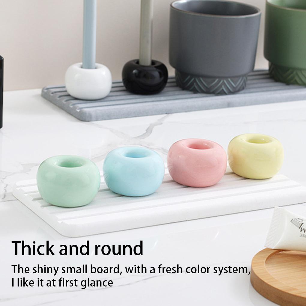 Giá Đỡ Bàn Chải Đánh Răng Bằng Sứ Hình Tròn Mini Đa Năng Tiện Dụng Ốp