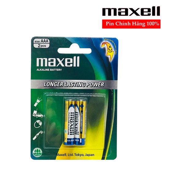 Pin AAA (3A) Maxell Alkaline LR03(GD) 2B Longer Lasting Power siêu bền chính hãng - vỉ 2 viên