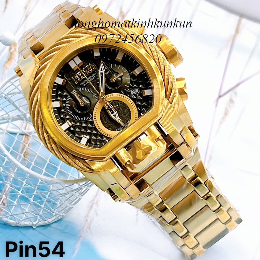 Đồng Hồ Nam Invicta Chronograph Viền Cước Siêu To Chạy Pin Fullbox