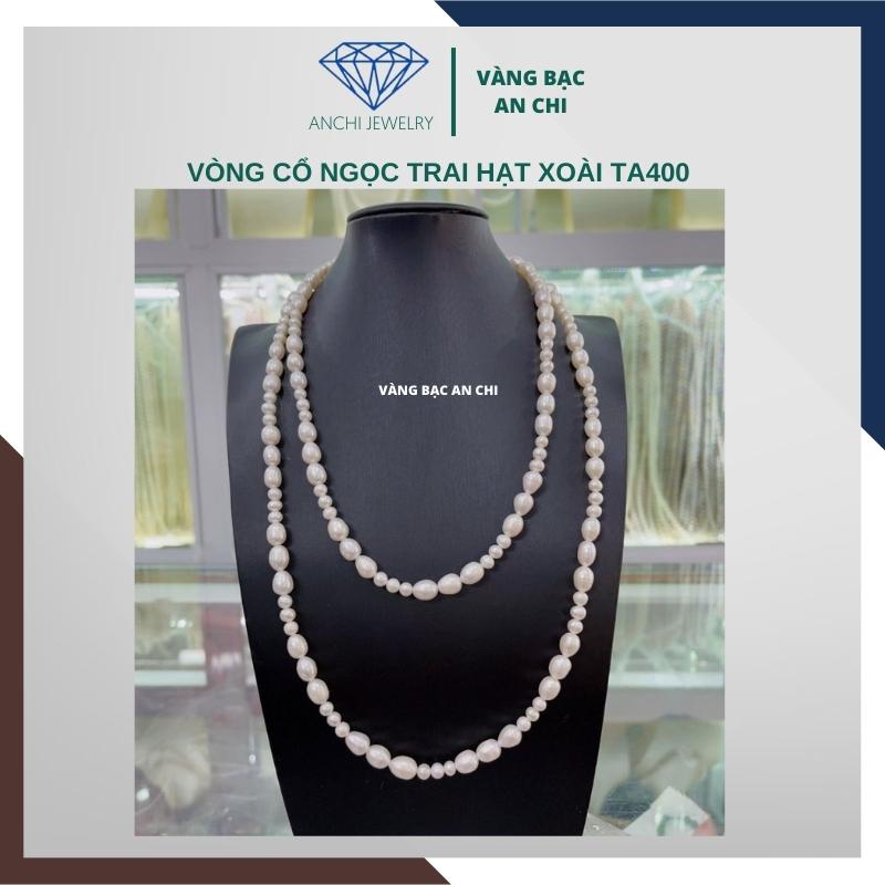 Vòng cổ hạt trai dài 90cm , đeo quấn 2 - 3 vòng - xà cừ dày - ít vết sinh trưởng, Anchi jewelry