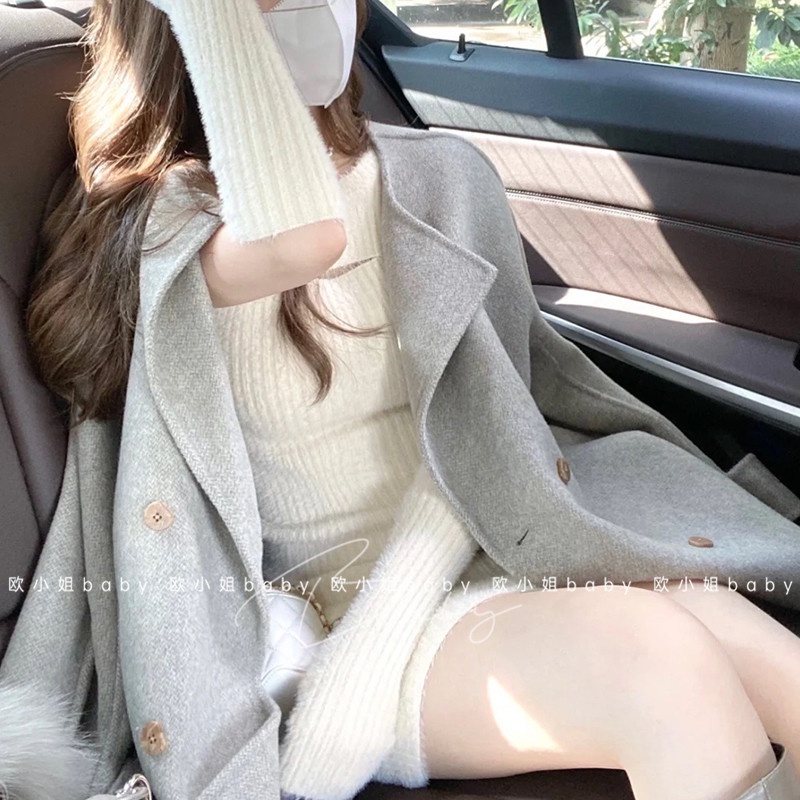 Đầm XINLANYASHE dệt kim lông cừu dáng ôm gợi cảm cho nữ