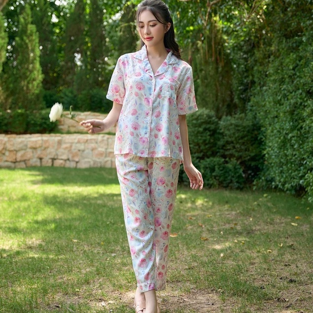 VIBES Đồ bộ Pijama dài Lụa Gấm cao cấp Rose Long Py Set