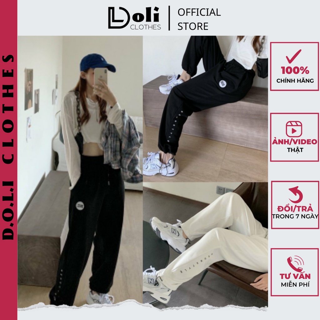 Quần Thun Jogger Nữ, Quần Jogger Nữ Chữ Thêu Bus 3 Màu QD001 - DOLI Clothes