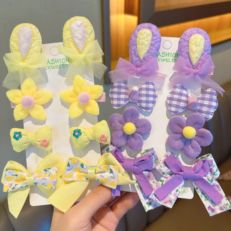 Sét kẹp cặp tóc bằng vải nhiều hình cute dễ thương cho bé gái