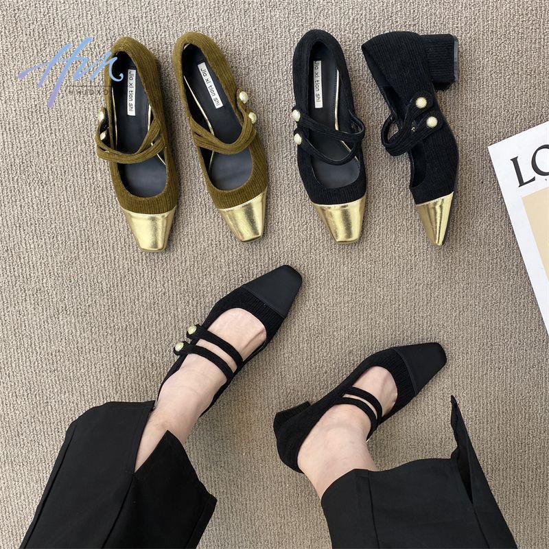 Giày Mary Jane Gót Thấp Bằng Len Dày Cài Khóa Thời Trang Mùa Thu 2022 Phong Cách Pháp Mới Cho Nữ