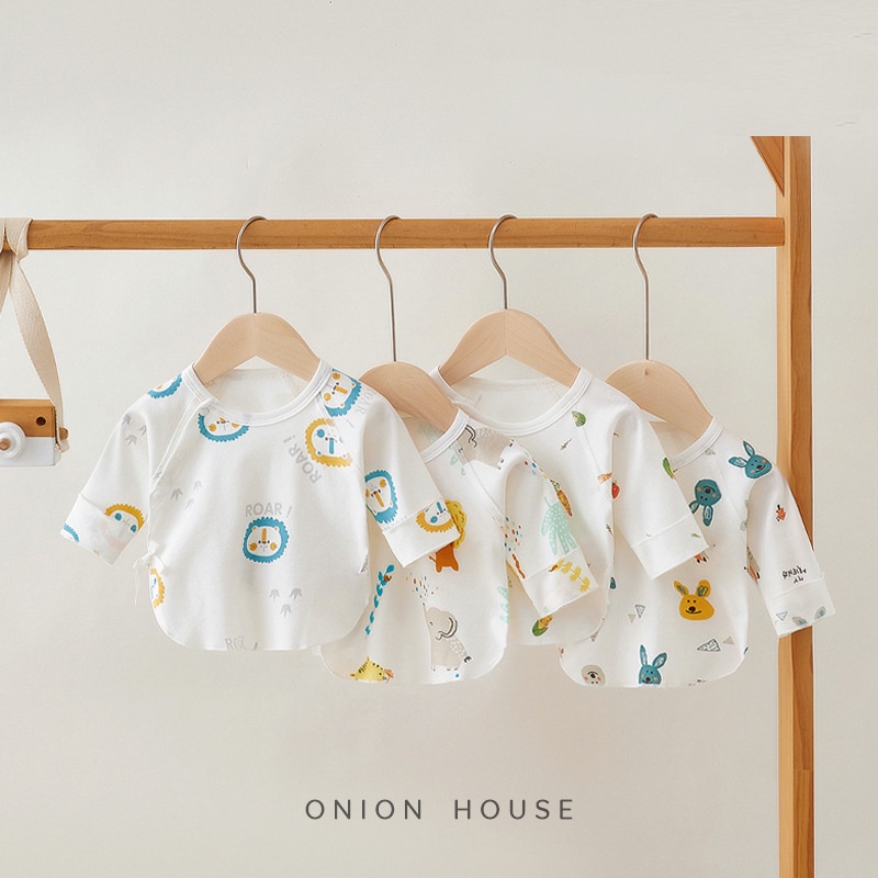 Áo sơ sinh họa tiết cotton tự nhiên bé trai bé gái - cáo