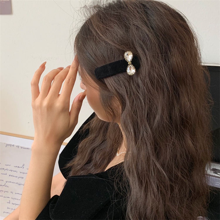 Kẹp Tóc Đính Nơ Vải Nhung Phong Cách Retro Cho Nữ