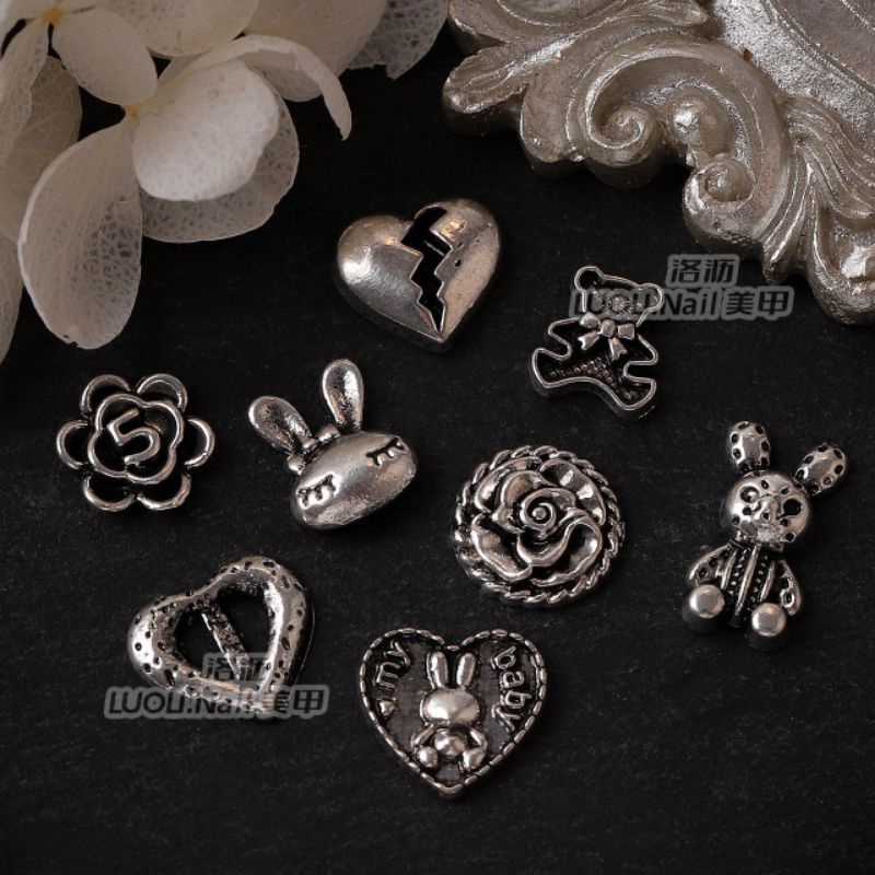 Charm gắn móng tay,trang trí móng tay loại thỏ,tim,gấu,hoa 5 cánh