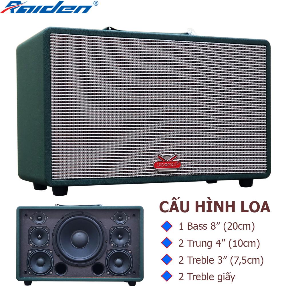 Loa karaoke xách tay bass 20cm Ladomax T-120 gồm 7 đường tiếng, lọc nhiễu, chống hú - Kèm 2 Micro UHF không dây