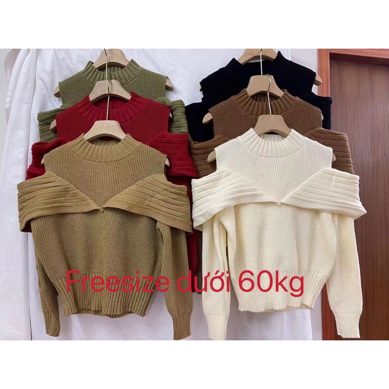 Áo len hở vai