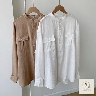 Sơ mi cổ tàu basic Hàn Quốc