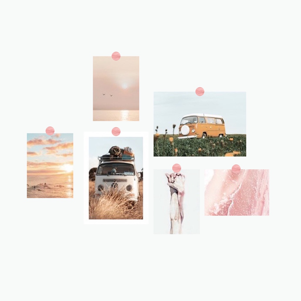 Tranh dán tường set 6 tấm trang trí bàn học - Tặng kèm sticker tròn dán tường