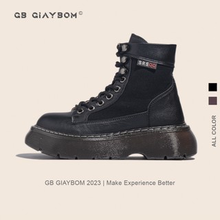 Giày bốt nữ cổ lửng đế cao cột dây màu đen nâu cá tính giaybom b1851