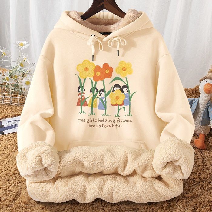 Áo Hoodie Lót Lông Cừu Dày Phong Cách Mới