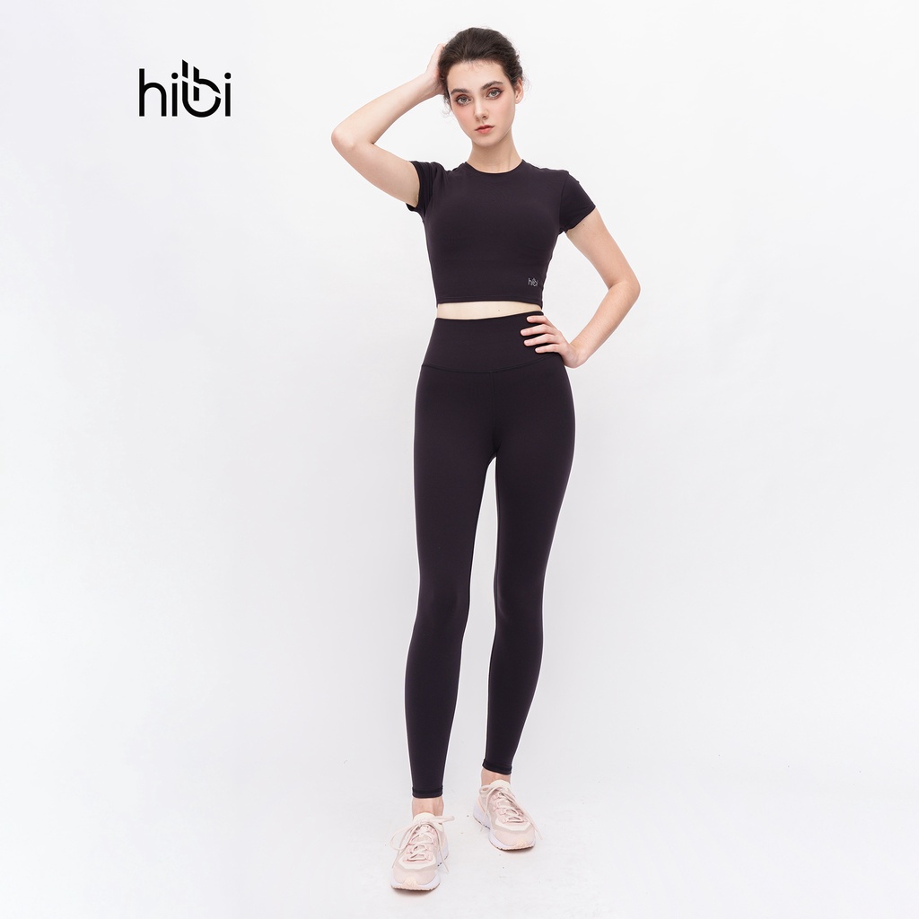 Set Đồ Tập Yoga Gym Hibi Sports H147 Áo Croptop Có Tay Kèm Mút Ngực, Quần Lưng Cao Tôn Dáng, Chất Vải Hi Fabric