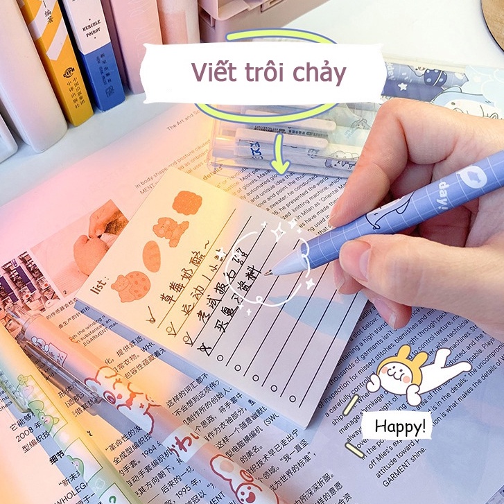 Kawaii 6 Cái/bộ Bộ Bút Gel Văn Phòng Phụ Kiện Đen 0.5 Đổ Lại Hoạt Hình Trường Viết Văn Phòng Phẩm Sinh Viên Văn Phòng Phẩm