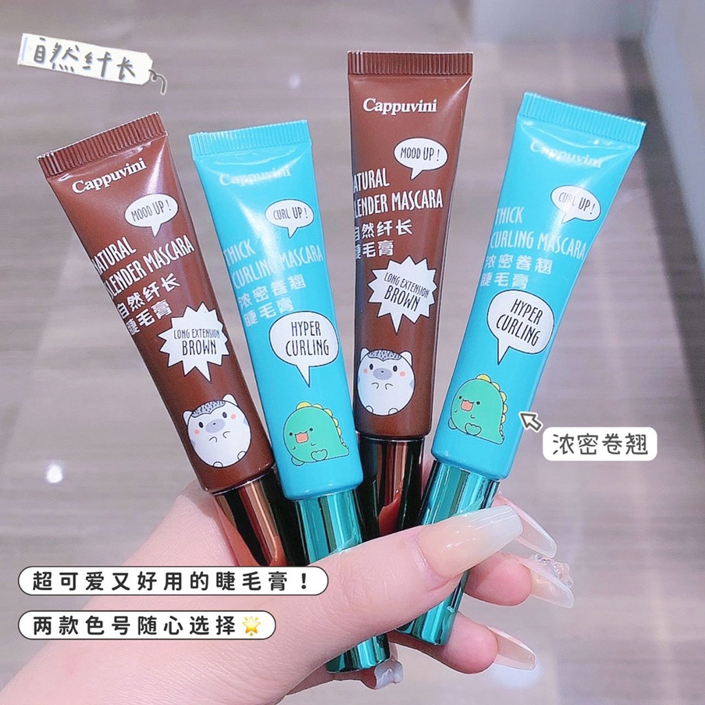 Mascara Dài Mi và Cong Mi Cappuvini Chuốt Mi Đen + Nâu Lâu Trôi Chống Thấm Nước A159