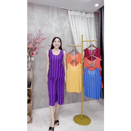 MỚI - Đồ Bộ Nữ, Quần Lửng Ống Rộng Kẻ Sọc