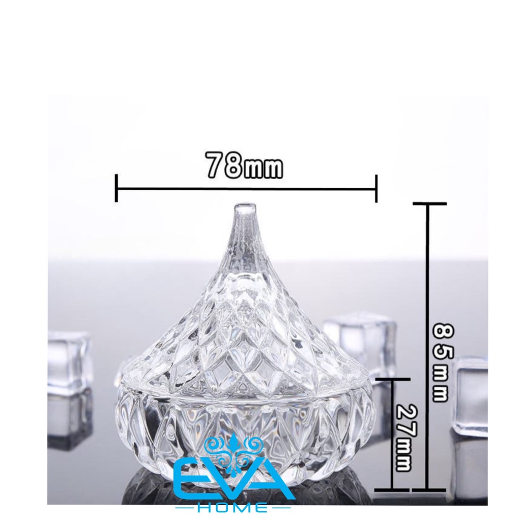 Thố Mứt Tết Thuỷ Tinh Pha Lê Delisoga Chóp Nhọn Water Drop Glass Fruit Jar With Lid TG1077-3  Phong Cách Royal