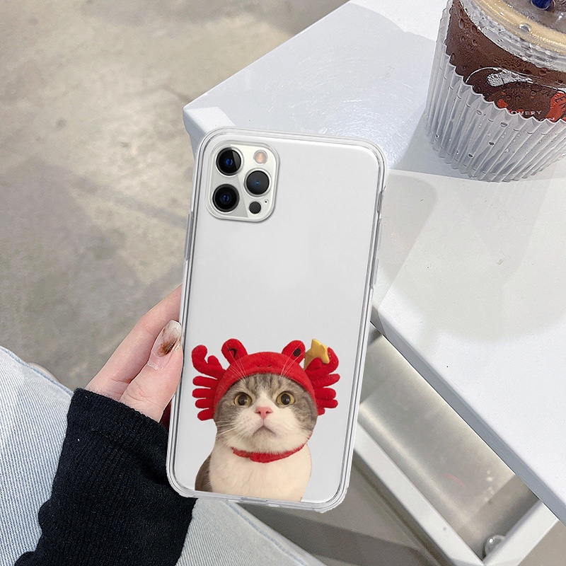 Ốp bảo vệ cam điện thoại iphone cạnh vuông mèo mũ cua ngộ nghĩnh cho 6/6splus7/7plus/8/8plus/x/xr/xs/11/12/13/14/pro/max