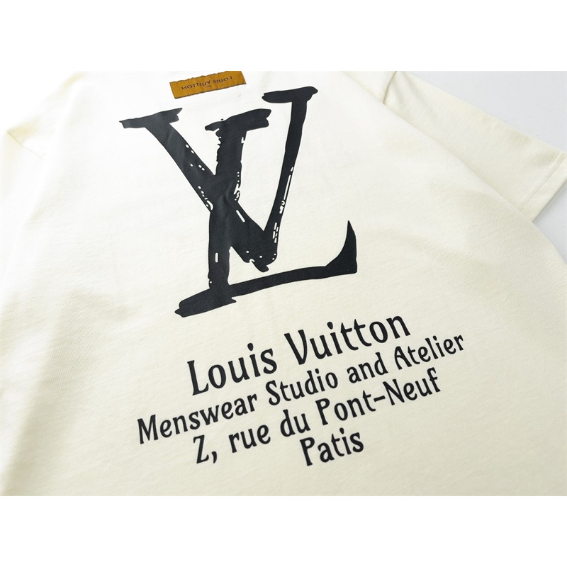 L - V - - Áo Thun Tay Ngắn In logo Biểu Tượng Chữ Cái Vẽ Tay Đơn Giản Tinh Tế Phong Cách Đường Phố Cao Cấp