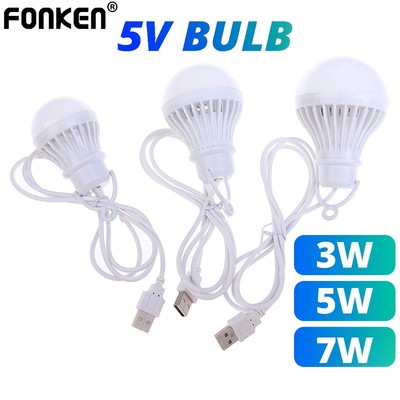 Bóng đèn LED FONKEN 5V 3/ 5/ 7W nhỏ gọn sạc cổng usb thích hợp mang theo du lịch cắm trại