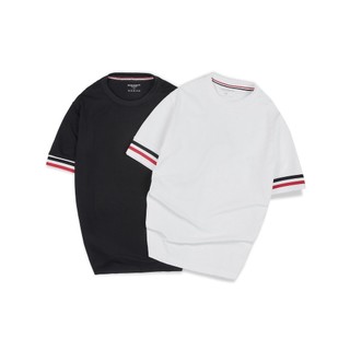 Áo thun Cotton cổ tròn viền tay